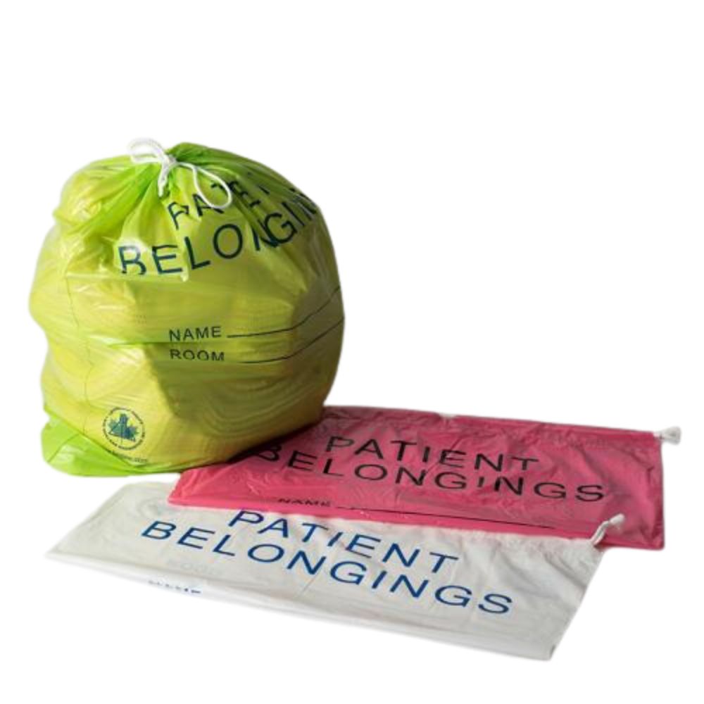 Belongings Bag w/Drawstring, White, 28" x 32" x 4", 2mil (Case 240 pcs)