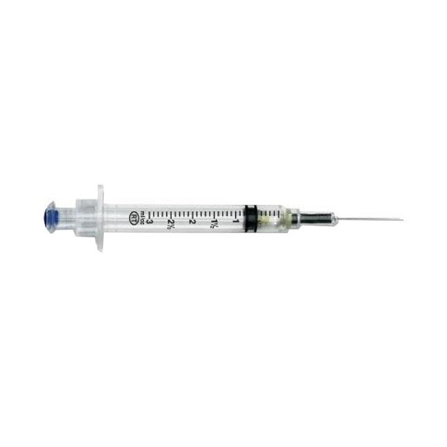 BX/100 VANISHPOINT SYRINGE WITH NEEDLE, RETRACTABLE 3ML TB SYRINGE WITH 25G X 1" NEEDLE, STERILE, SAFETY