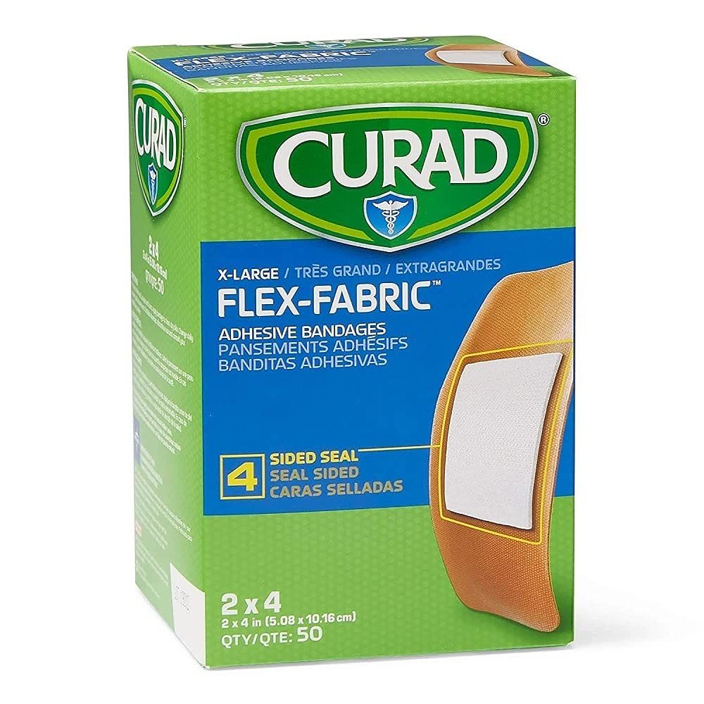 CURAD® Flex-Fabric™ Adhesive Bandages, 2" x 4” - Strips (Box 50 pcs)