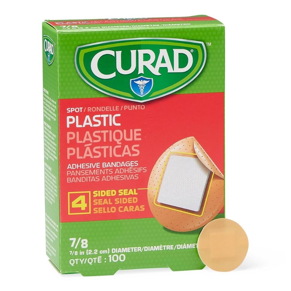 CURAD® Plastic Adhesive Bandages, Spot - 7/8" (Box 100 pcs)