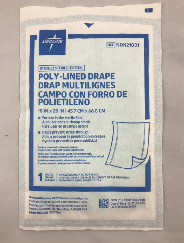 Drape, Non-Fenestrated, Sterile 18in. x 26in., Blue/White - 50/Box