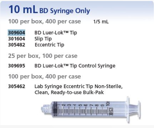 Syringe, 10cc Luer Lock - 200/Bx