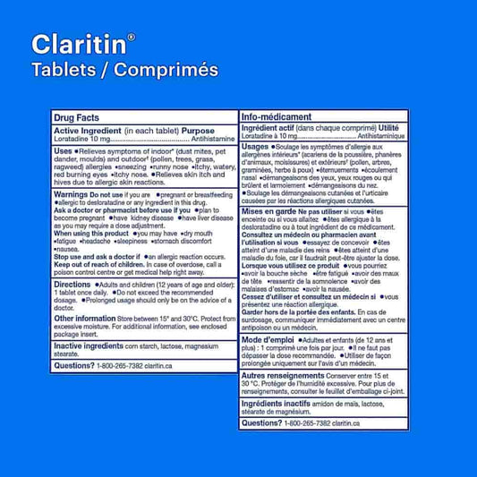 Claritin 24-hour allergy tablets pollen dust relief