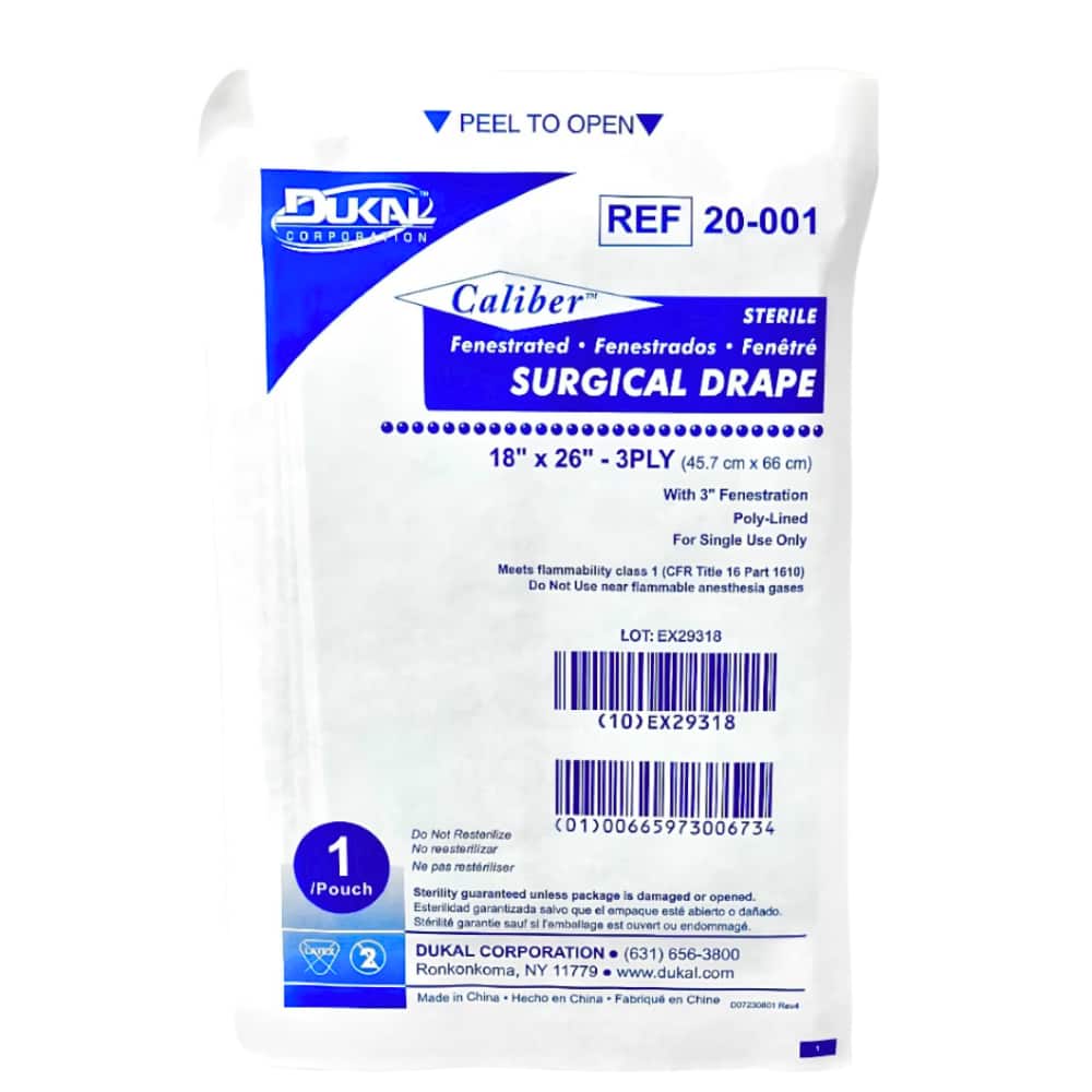 Drape Dukal 3in. Fenestrated Sterile 18in.x 26in White 50 Box