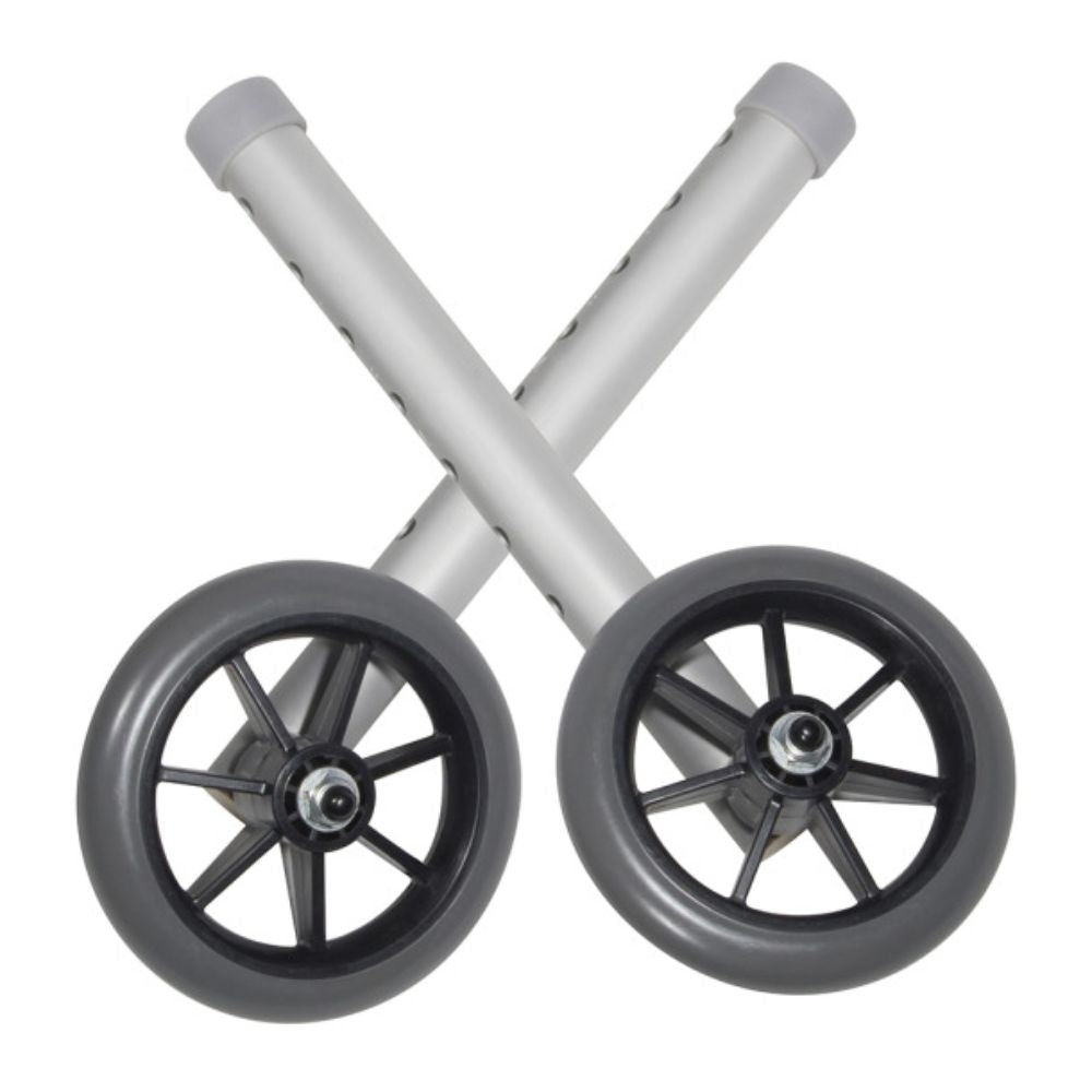 Drive® Universal Walker Wheels, Silver & Gray, 5" (Per Pair)
