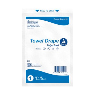 Dynarex® Disposable Towel Drapes, Sterile, Plain, 18" x 26" (Box 50 pcs)