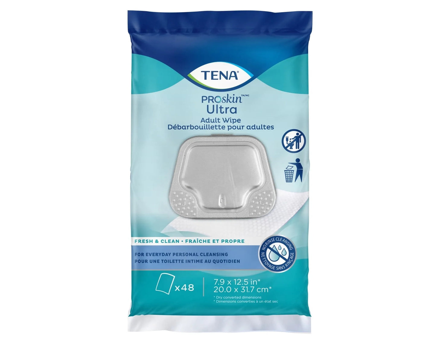 Essity HMS North America Inc Bath Wipe TENA Ultra Soft Pack Aloe / Vitamin E / Chamomile Scented 48 Count Pack of 48