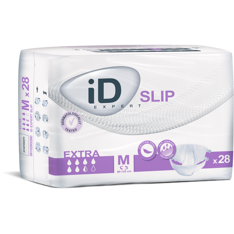 Cs/3 (28/Pkg) Id Slip Extra Day Brief (31.5-49"), 2450ml Absorbency, Medium