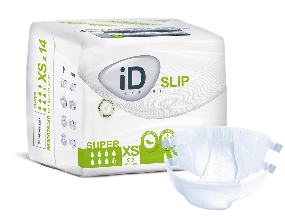 Cs/12 (14/Pkg) Id Slip Super, X-Small, (16"-28"), 1550 Ml Absorbency.