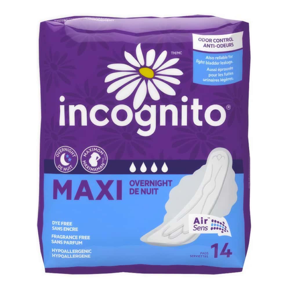 Incognito MaxiMom Overnight Maxi Pads (Pkg 14 pcs)