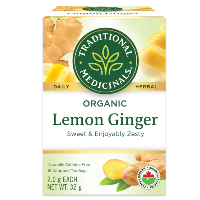 Traditional Medicinals Organic Lemon Ginger Wrapped Tea Bags - Sweet and Enjoyably Zesty - 16's