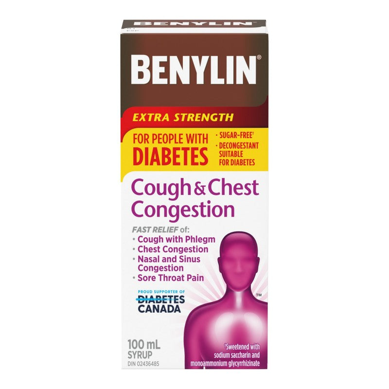 Benylin Extra Strength Cough & Chest Congestion Syrup for People with Diabetes - 100ml