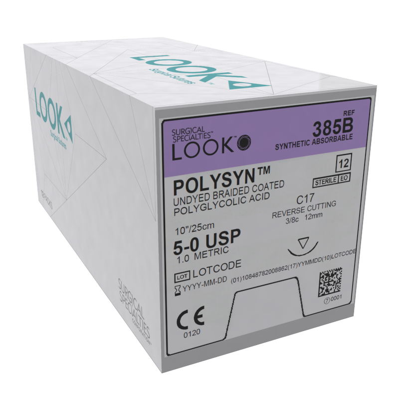 LOOK " POLYSYN" 2-0, UNDYED, 70CM, C7, 3/8 CIRCLE, REVERSE CUTTING, 24MM