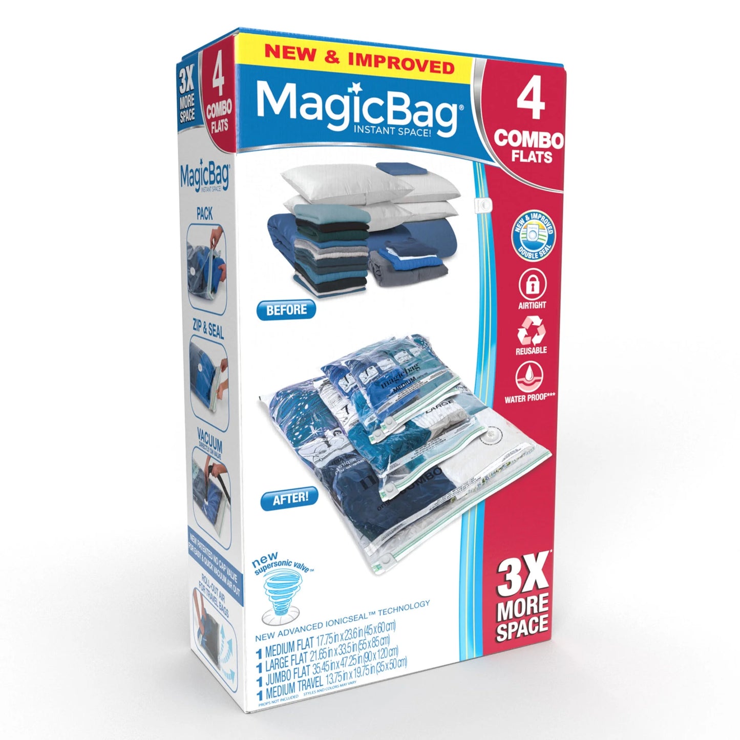 MagicBag Flat Space Saver – 4-Pack Double Zipper