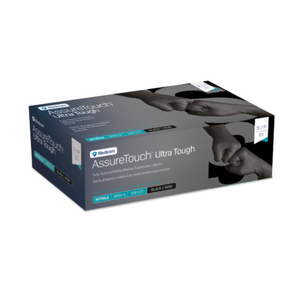Medicom AssureTouch Ultra Tough™ Black Nitrile Exam Gloves, XX-Large (Box 100 pcs)