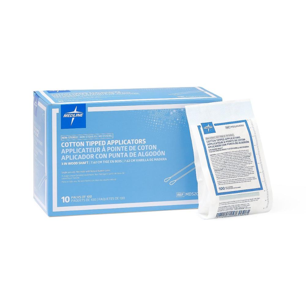 Medline® Cotton Tipped Applicator, Non-Sterile, 3" (Bag 100 pcs)