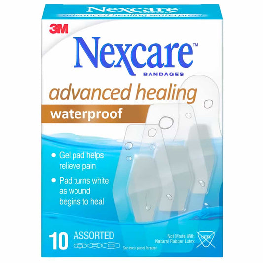 Nexcare Advanced Healing Waterproof Hydrocolloid Bandages Ast Sizes 10 pk