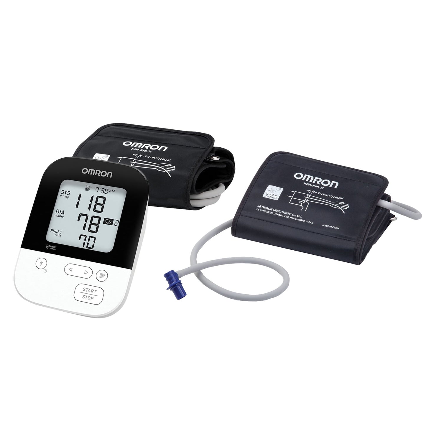 Omron BP7250 5 Series Wireless Upper Arm Blood Pressure Monitor & HEM-RML31-B 9-Inch to 17-Inch Wide Range D-Cuff