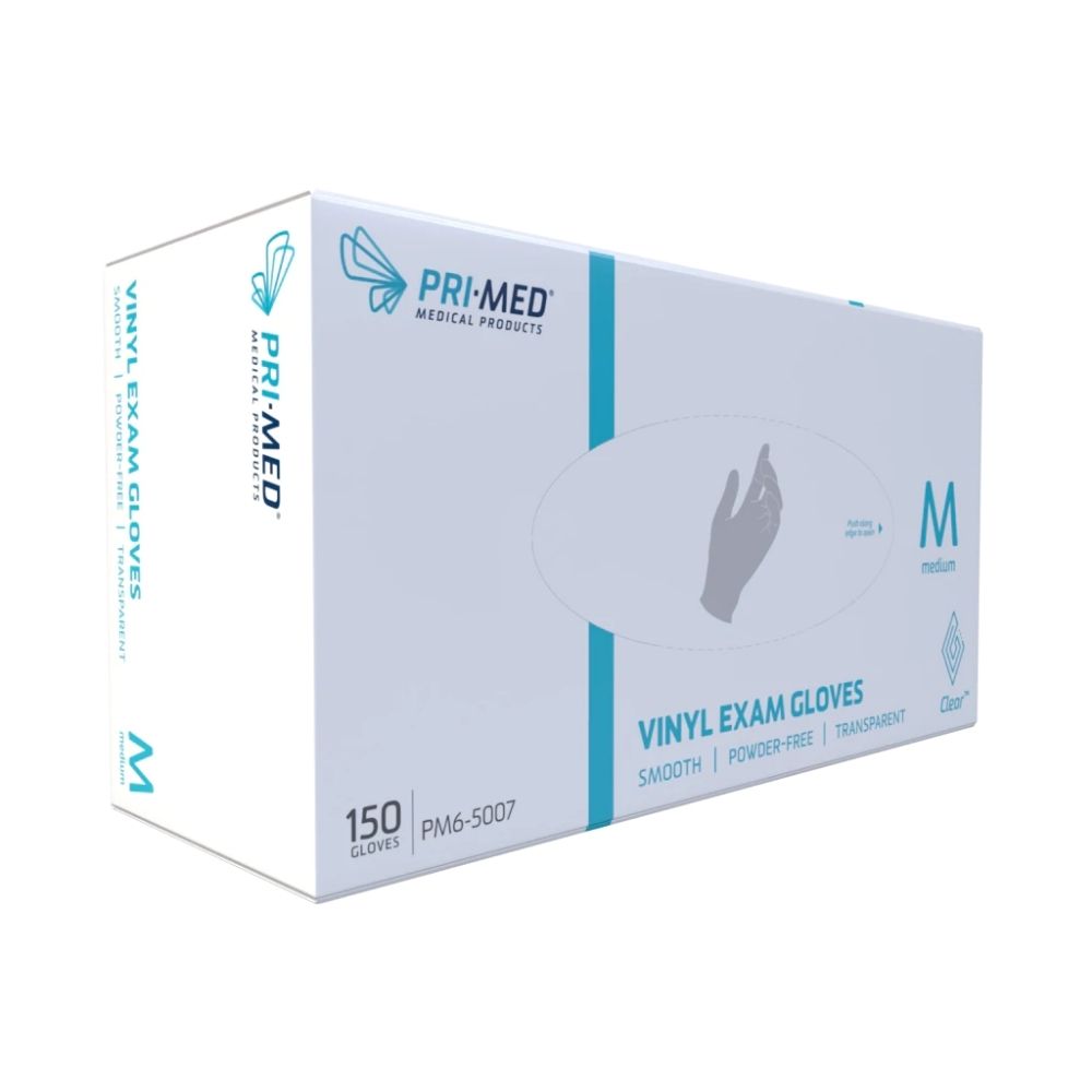 PRIMED® Clear™ Vinyl Exam Glove (150 per Box), Small