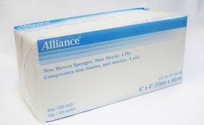 Gauze Pads (Alliance) 4 in.x4 in.x4ply NON-STERILE Non-Woven, 200/Pkg