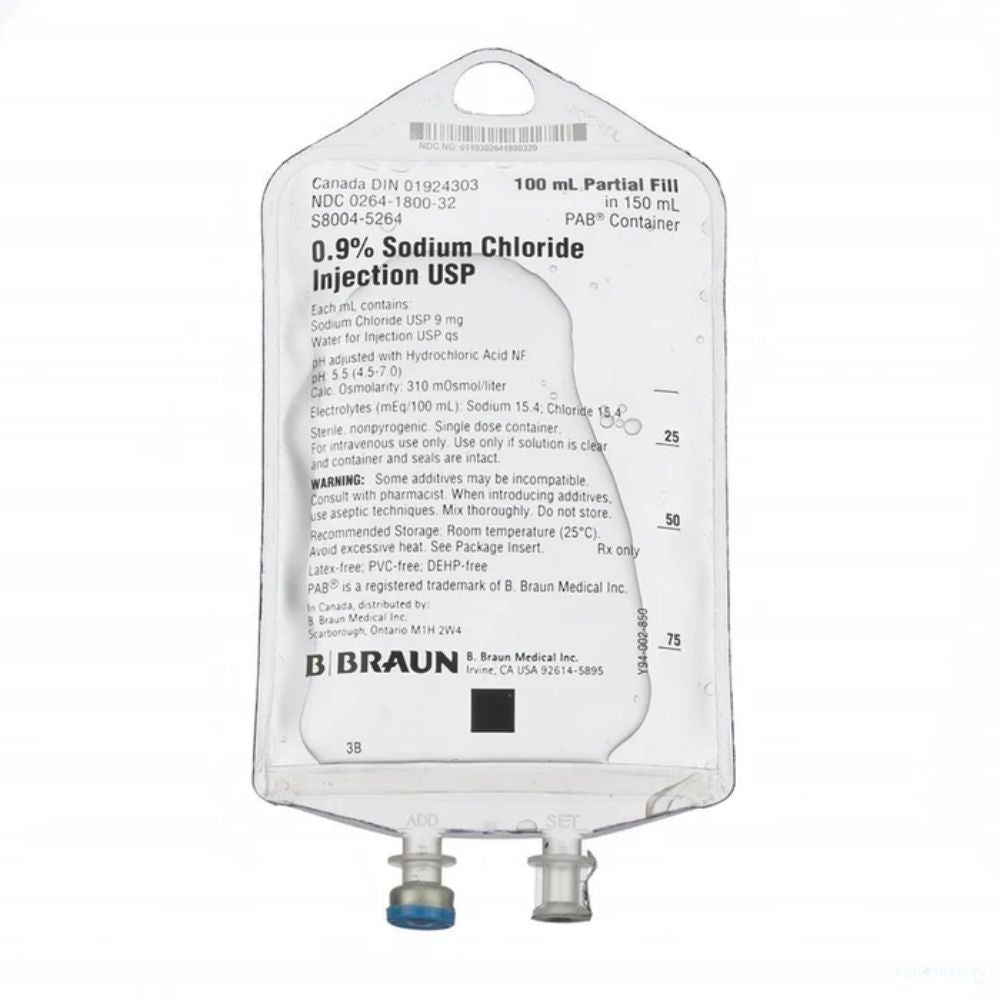 BBraun™ 0.9% Sodium Chloride Injection USP, 100mL Fill in 150mL PAB® Container