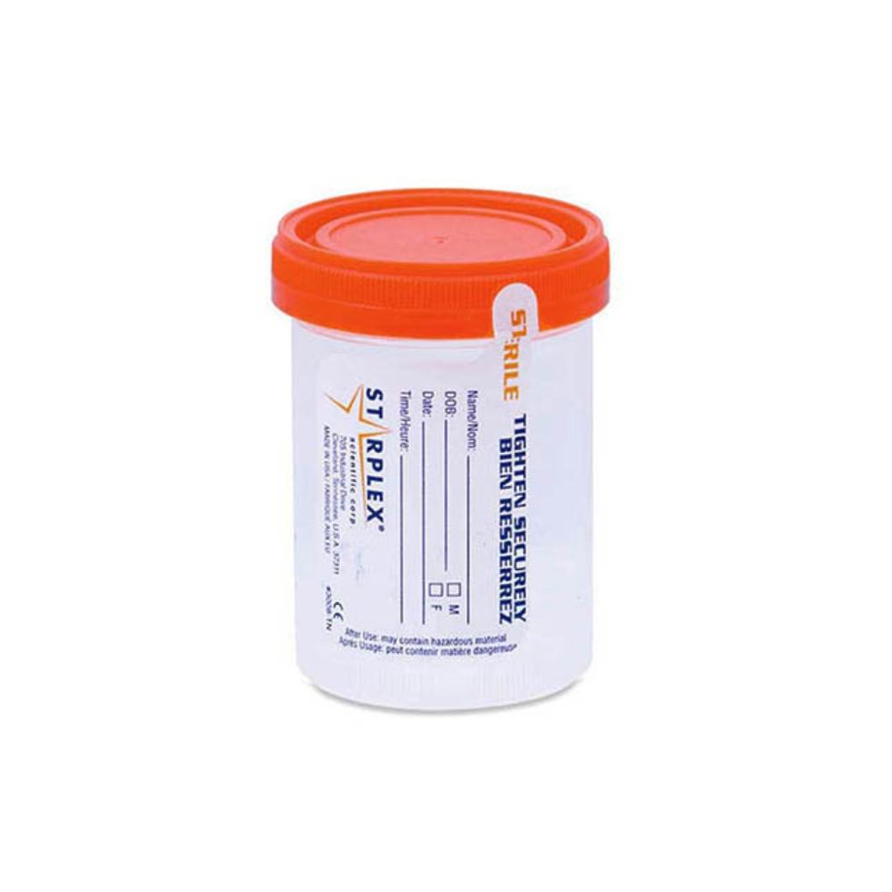Leakbuster™ Specimen Container, Orange Cap, Sterile, 90mL