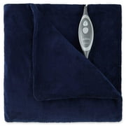 Sunbeam Slumber Rest Electric Heated MicroPlush Warming Throw Blanket Royal Blue