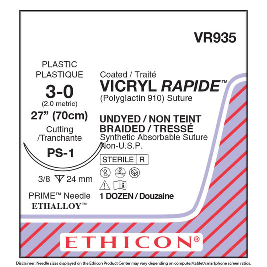VICRYL RAPIDE™ (Polyglactin 910) Suture VR935 (3-0, 27", PS-1 Needle)