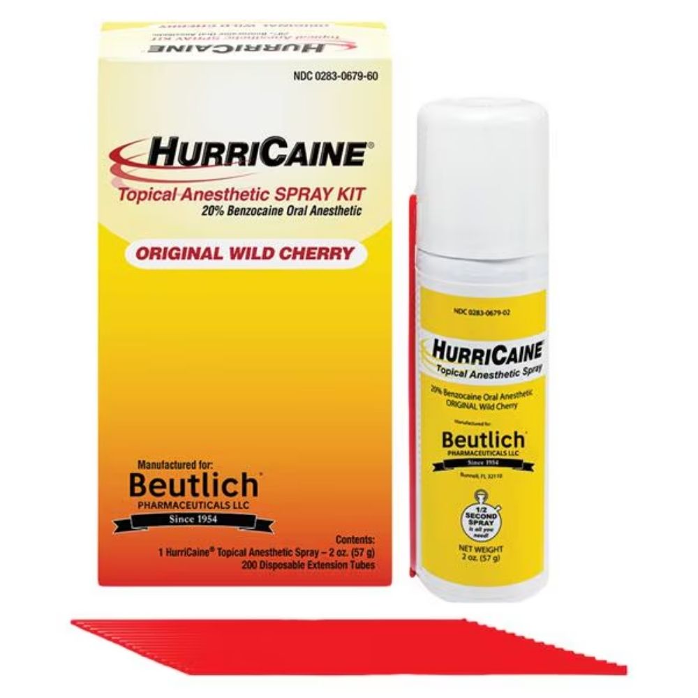 HurriCaine® Topical Anesthetic Spray Kit, 2oz Can w/200 Tubes