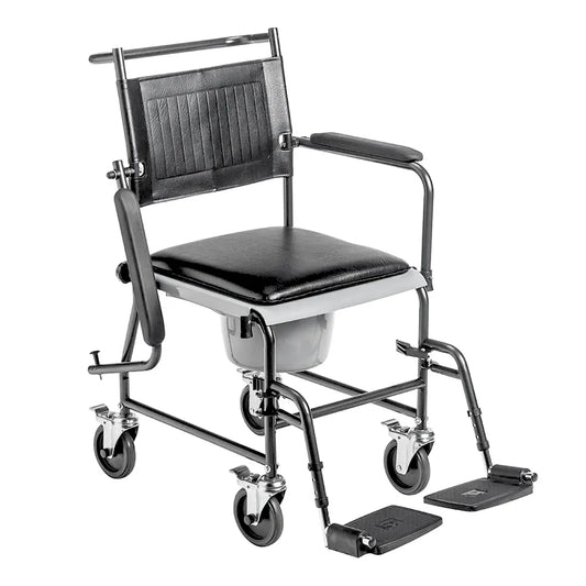 Upholstered Drop Arm Wheeled Commode