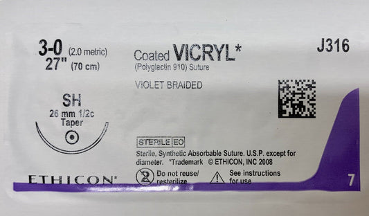Vicryl Sutures 3-0 (Met 2.0) per each