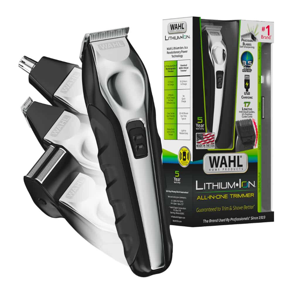 Wahl Lithium Ion All-in-One Beard Trimmer for Men - Black/ Silver Model 9888-600
