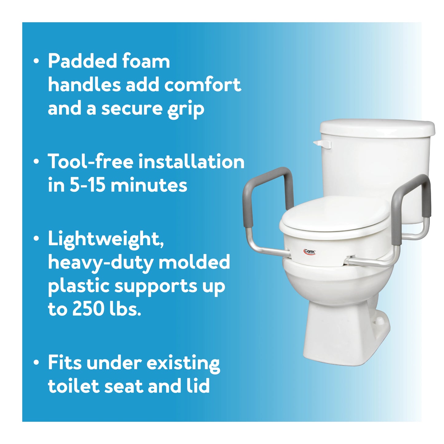 Carex Toilet Seat Elevator With Handles - Elongated
