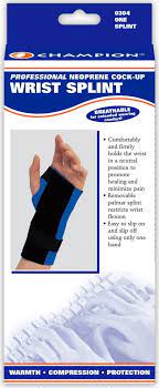 Ea/1 Champion Neoprene Maximum Cock-Up Wrist Splint M (6-7 1/4") Right-Side W/ Two Removable Metal Splints