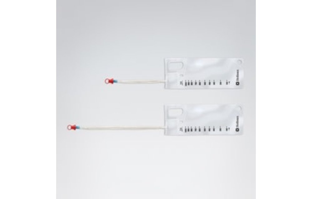 VAPRO PLUS F-STYLE TOUCH-FREE HYDROPHILIC INTERMITTENT CATHETER WITH COLLECTION BAG, STRAIGHT TIP,14 FR., 16IN BX/30