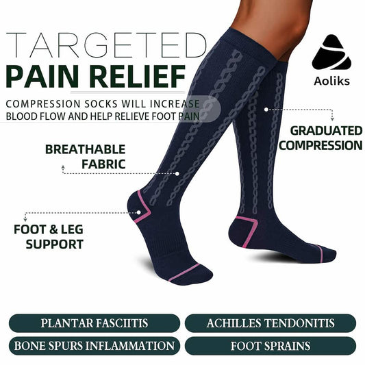 Aoliks 30-40 mmHg Medical Graduated Compression Socks (2 Pack)