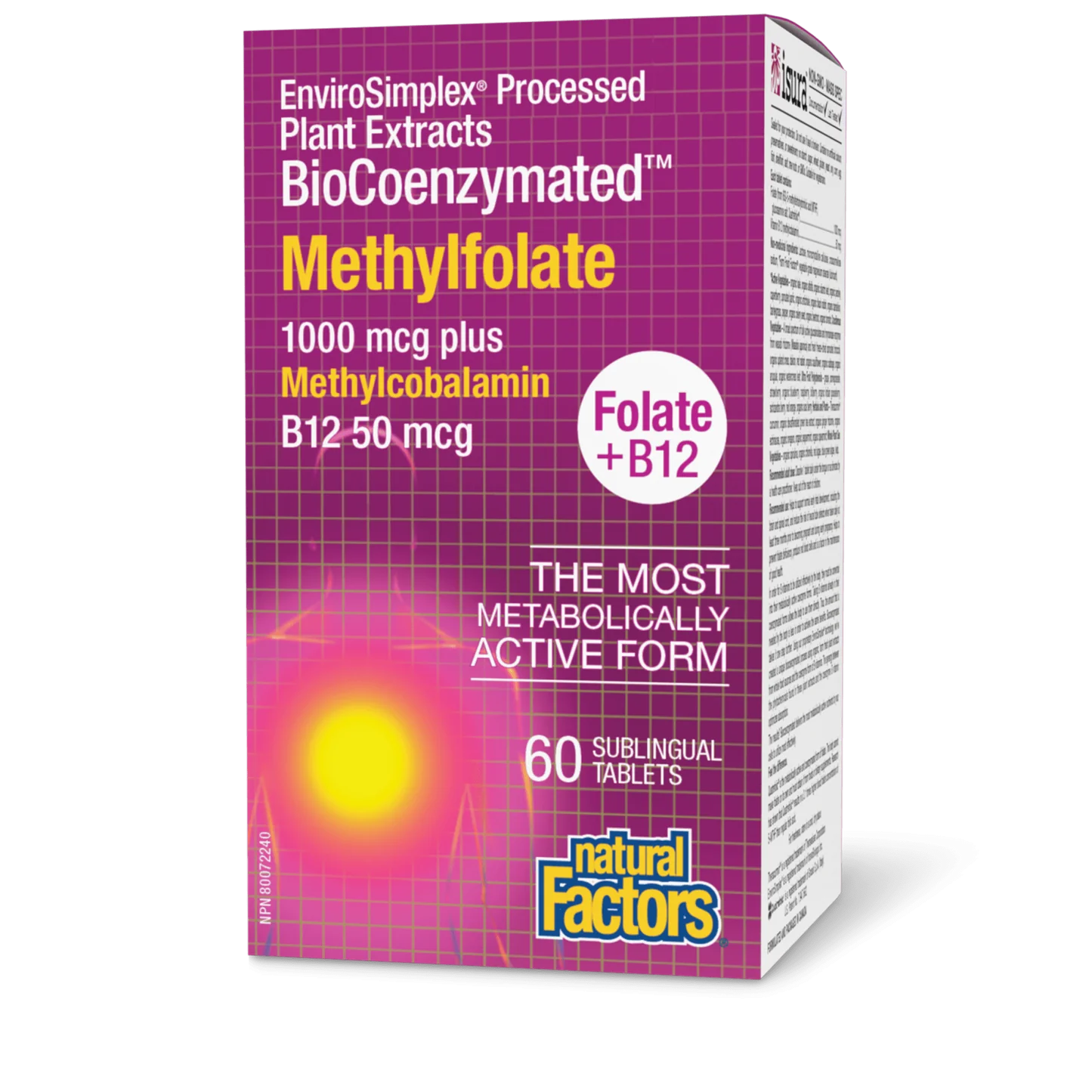 Natural Factors: BioCoenzymated Methylfolate • Folate + B12 1000 mcg/50 mcg