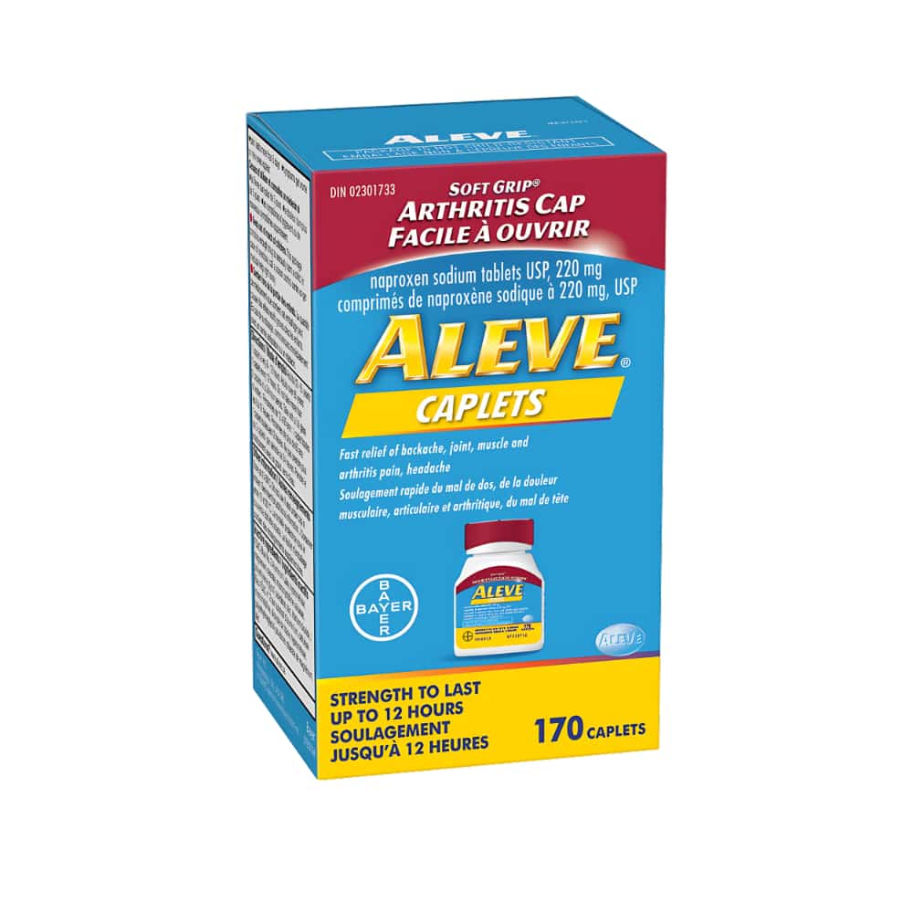 ALEVE Pain Relief Caplets With Easy Open Soft Grip Arthritis Cap, Up To 12-Hour Relief, Naproxen Sodium 220mg, 170 Caplets