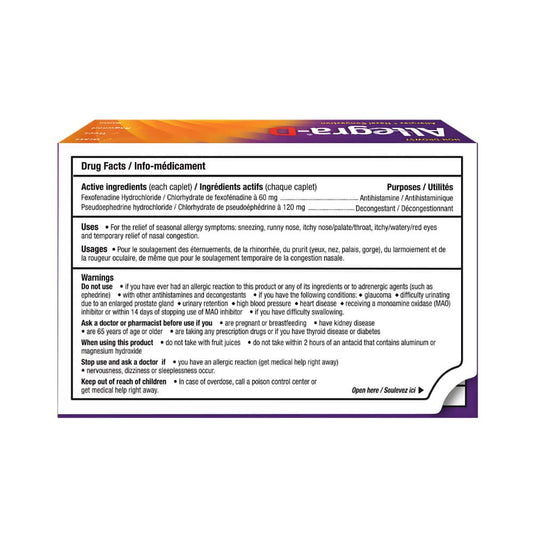 Allegra-D Allergies + Nasal Congestion Caplets - 10's