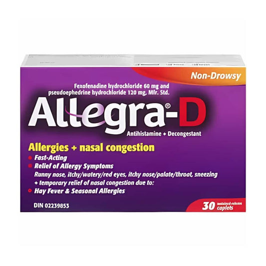 Allegra-D Allergies + Nasal Congestion Caplets - 30's