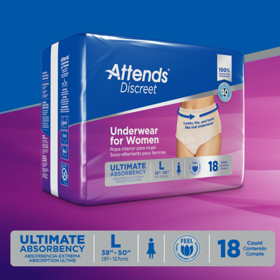 Attends Discreet Women's Underwear, Large