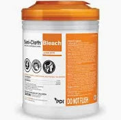 Sani-Cloth Bleach Germicidal Disposable Wipe, 6" x 10.5"- 75/Cannister