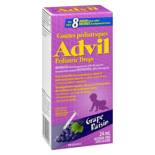 Advil Pediatric Drops for Infants for Fever and Pain Relief, Grape, 24 mL