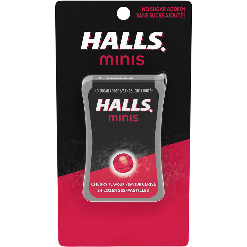 Halls Minis Cherry Sugar Free Cough Drops (Pkg 24 pcs)