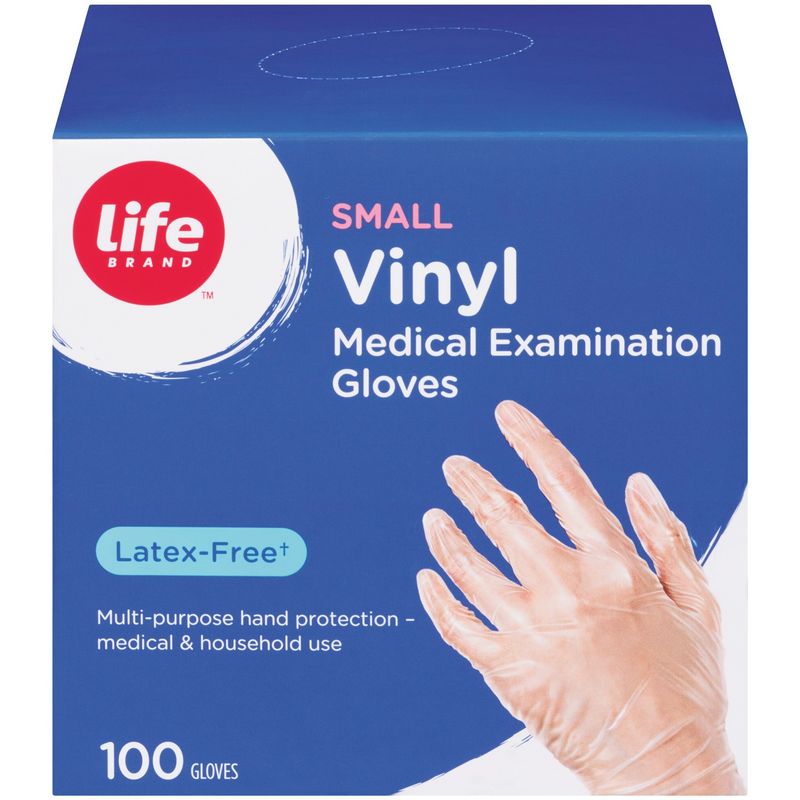 Life Brand Vinyl Medical Exam Gloves 100ct S