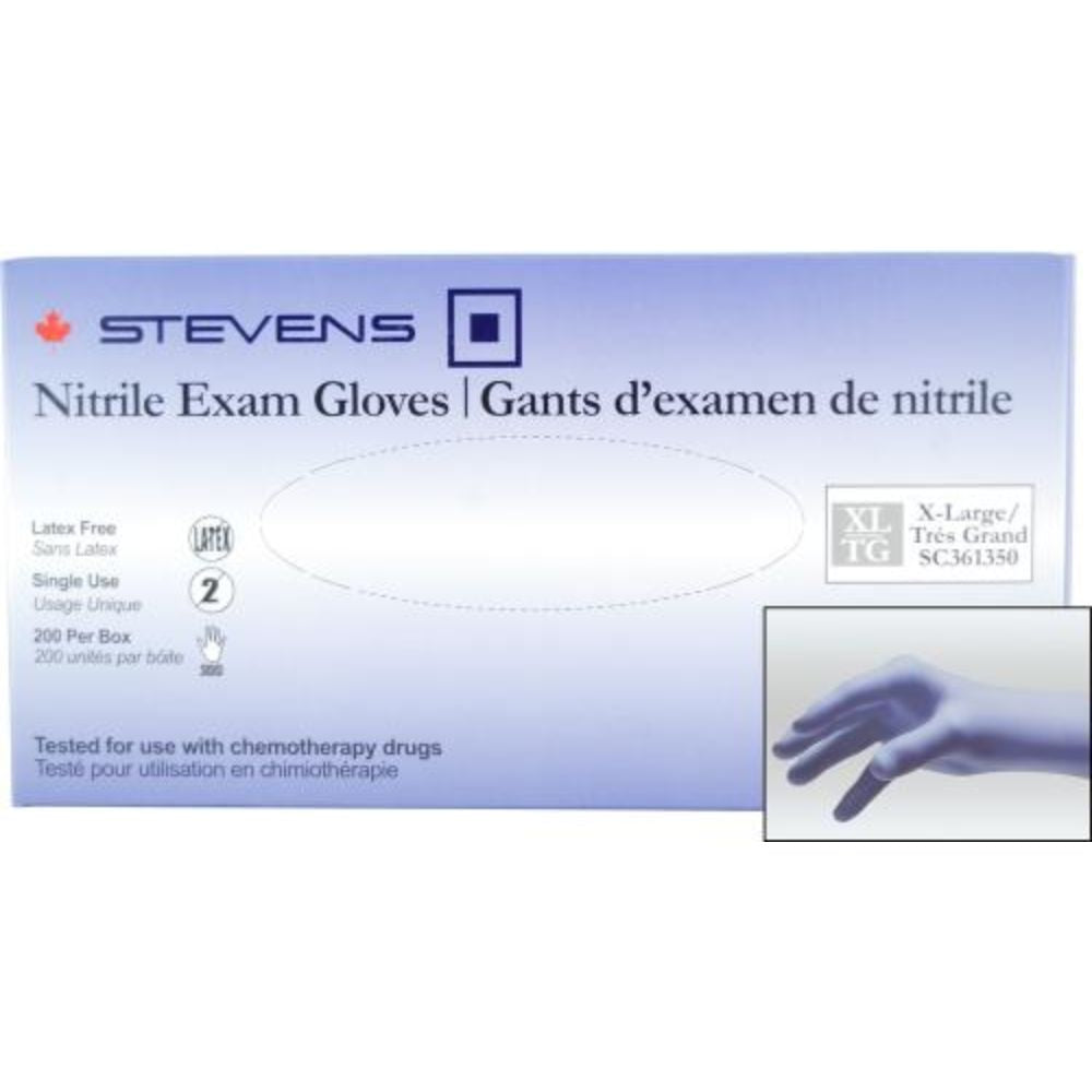 Stevens Nitrile Exam Gloves, Powder‑Free, Non‑Sterile, X-Large (Box 200 pcs)