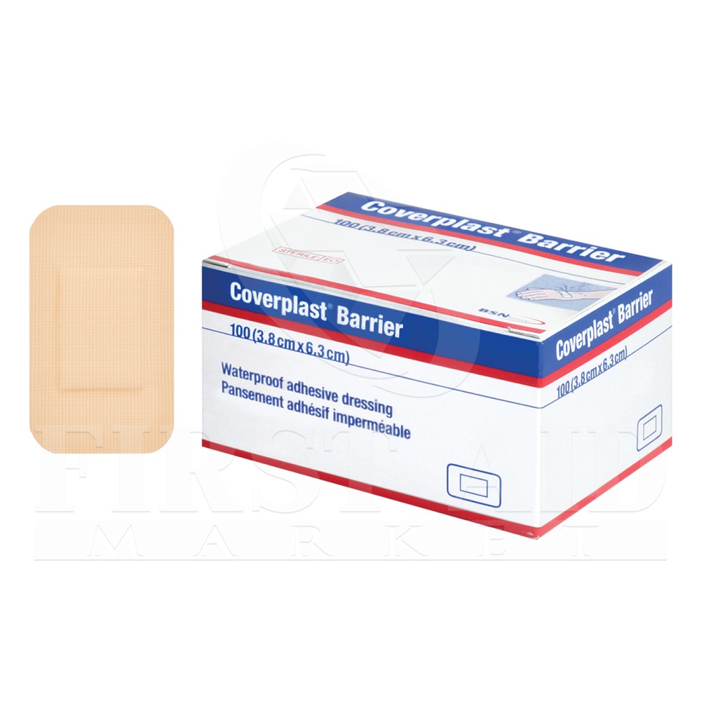 Coverplast Barrier Waterproof/Bacteria Proof Plastic Adh Dressing 6.3cm X 3.8cm - Box Of 100