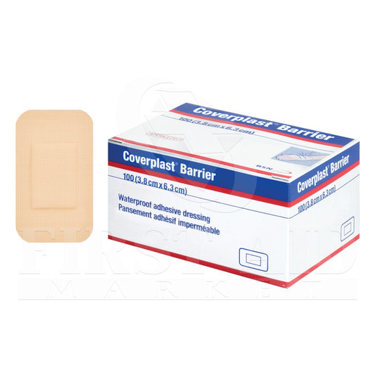 Coverplast Barrier Waterproof/Bacteria Proof Plastic Adh Dressing 6.3cm X 3.8cm - Box Of 100