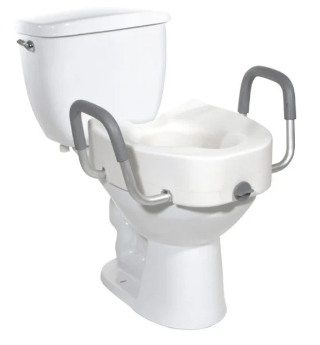 Premium Raised Toilet Seat W/Arms And Lock- Elongated