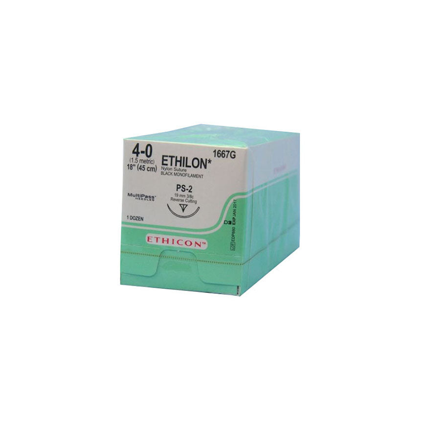 SUTURE PLASTIC P-3 SZ4 18IN ETHILON BLACK MONO 12EA/BX